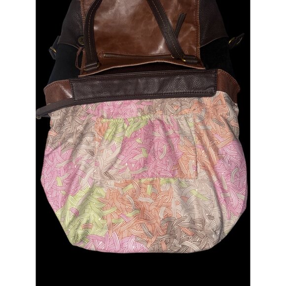 The Sak Kendra Work Tote Brown Teak Multi Leather Bag Pockets Boho Hobo Carryall - Picture 9 of 10